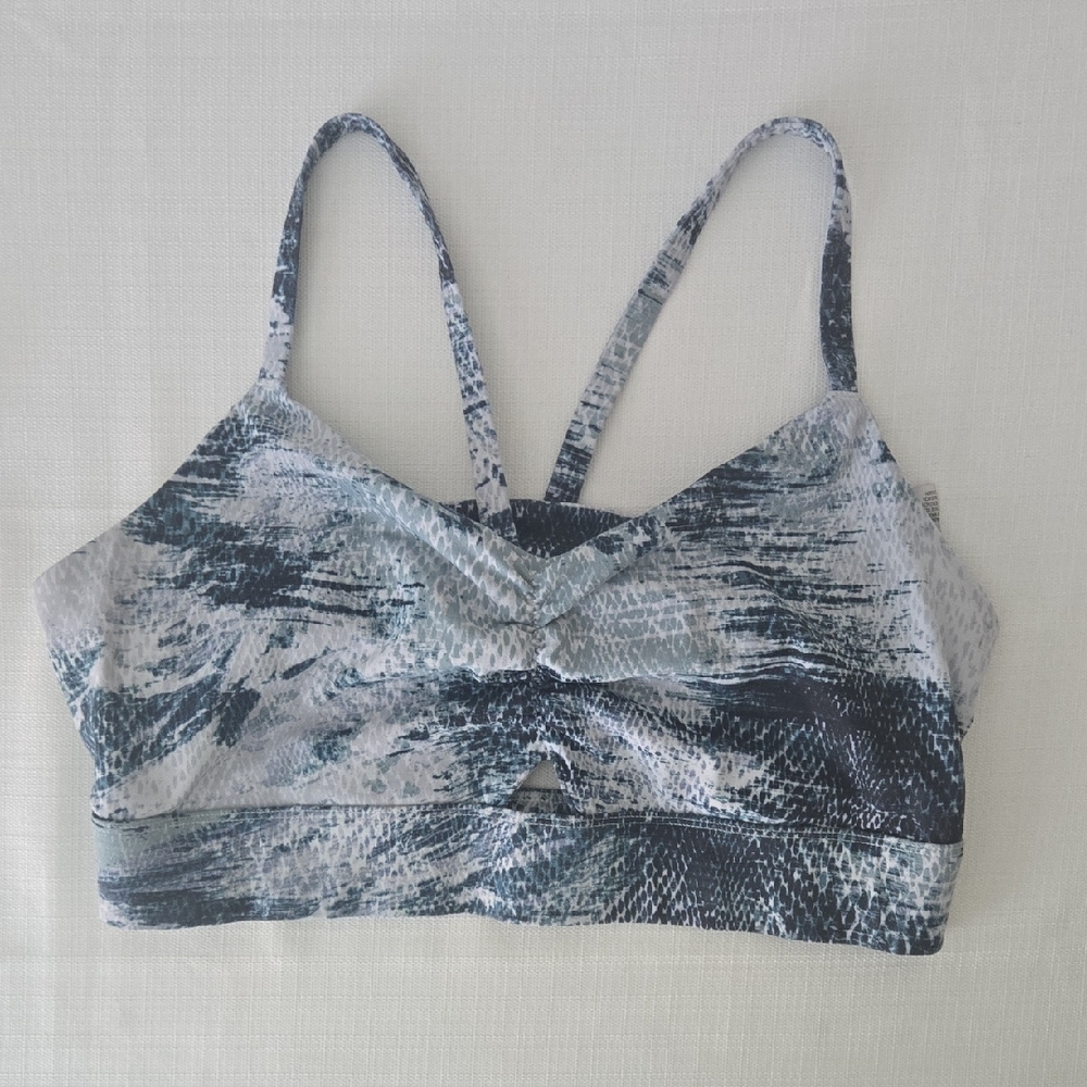 Fabletics Blue Patterned Sports Bra